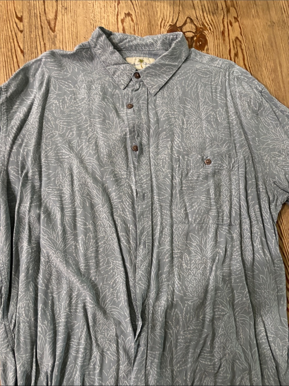 Men's Light Blue Printed Casual Button-Down Shirt
